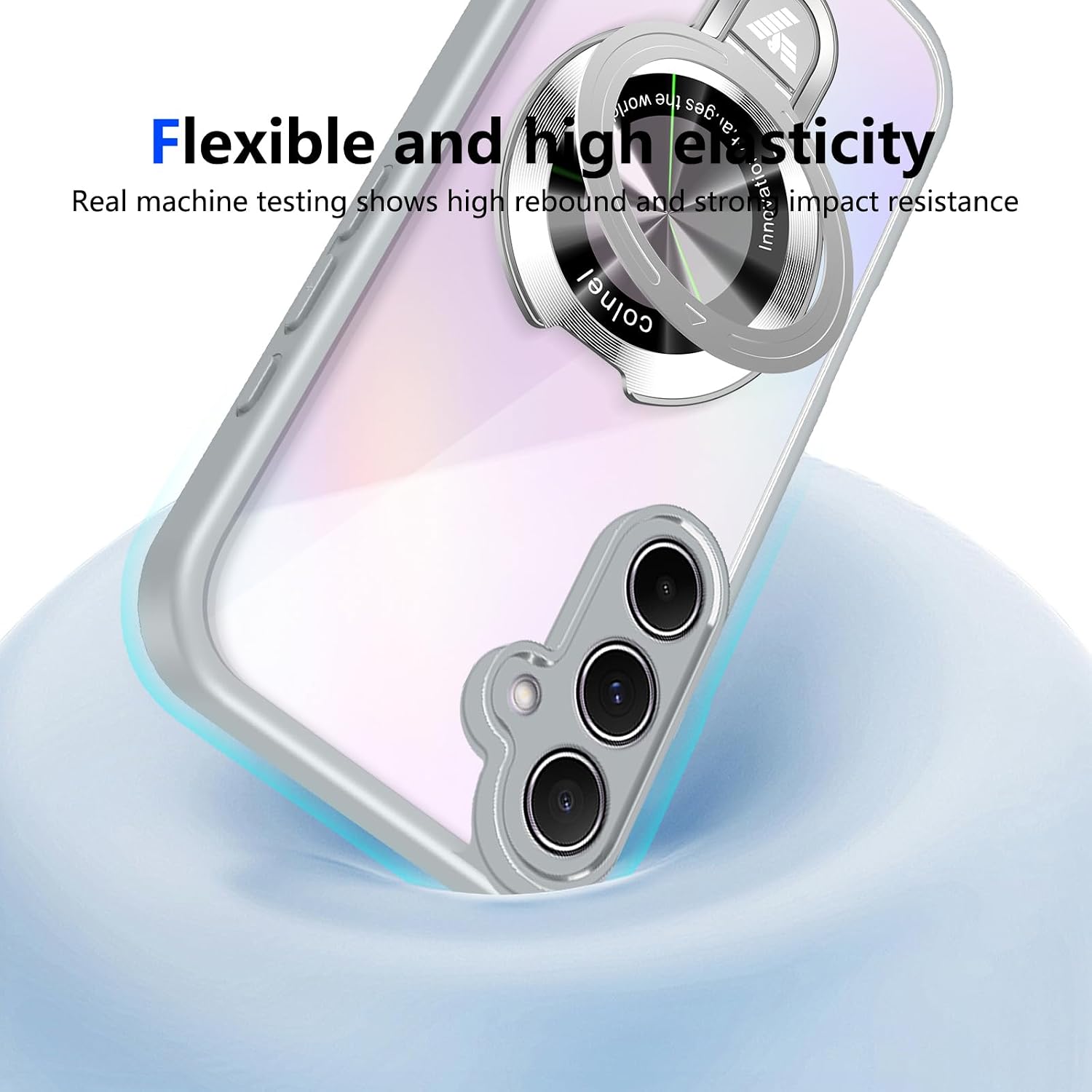 Asuwish Phone Case for Samsung Galaxy A35 5G Cell Cover with Tempered Glass Screen Protector and Military Grade Drop Protection Hybrid Rugged Slim Stand Ring Hard Holder A 35 35A A355G Women Men Gray image 5