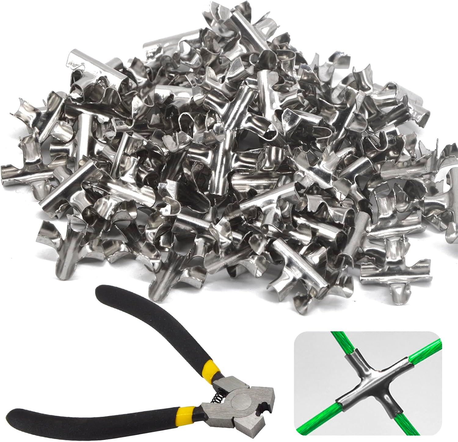 100pcs 304 Stainless Steel Cross Cable Clips for  1.8-2.5mm Wire Rope Cross Buckle