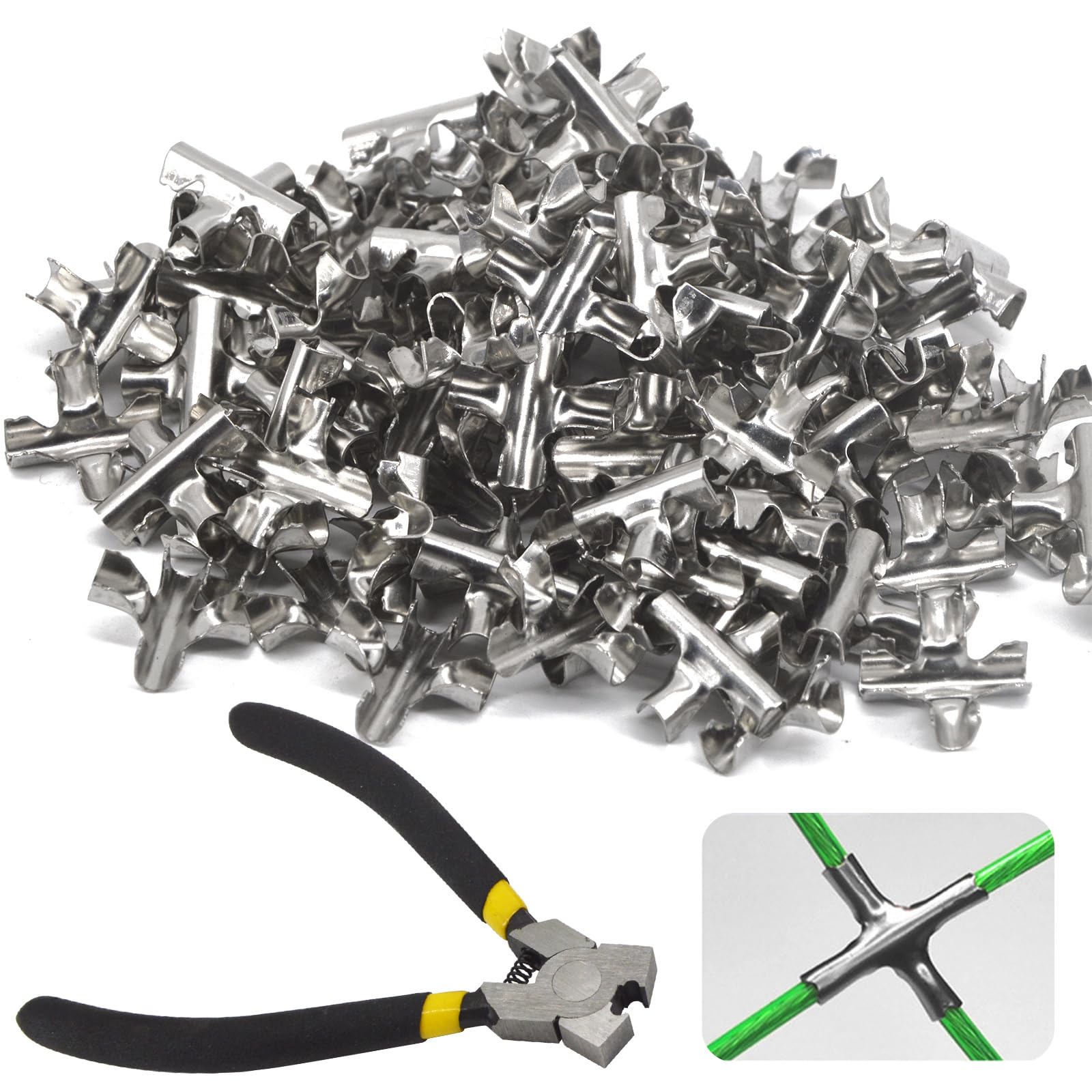 (200 Pieces) 304 Stainless Steel Cross Cable Clamps Cable Railing for φ3-3.5mm Wire Rope Cross Buckle