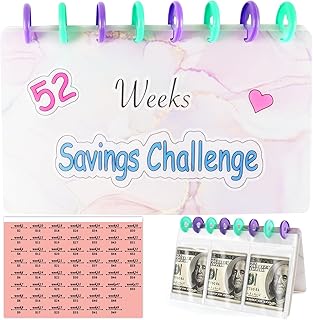 Savings Binder l 52 Week Savings Challenge Book, Reusable Budget Book with Cash Envelopes, Frosted Cover Money Organizer for Cash, Money Saving Binder, Money Binder for Saving