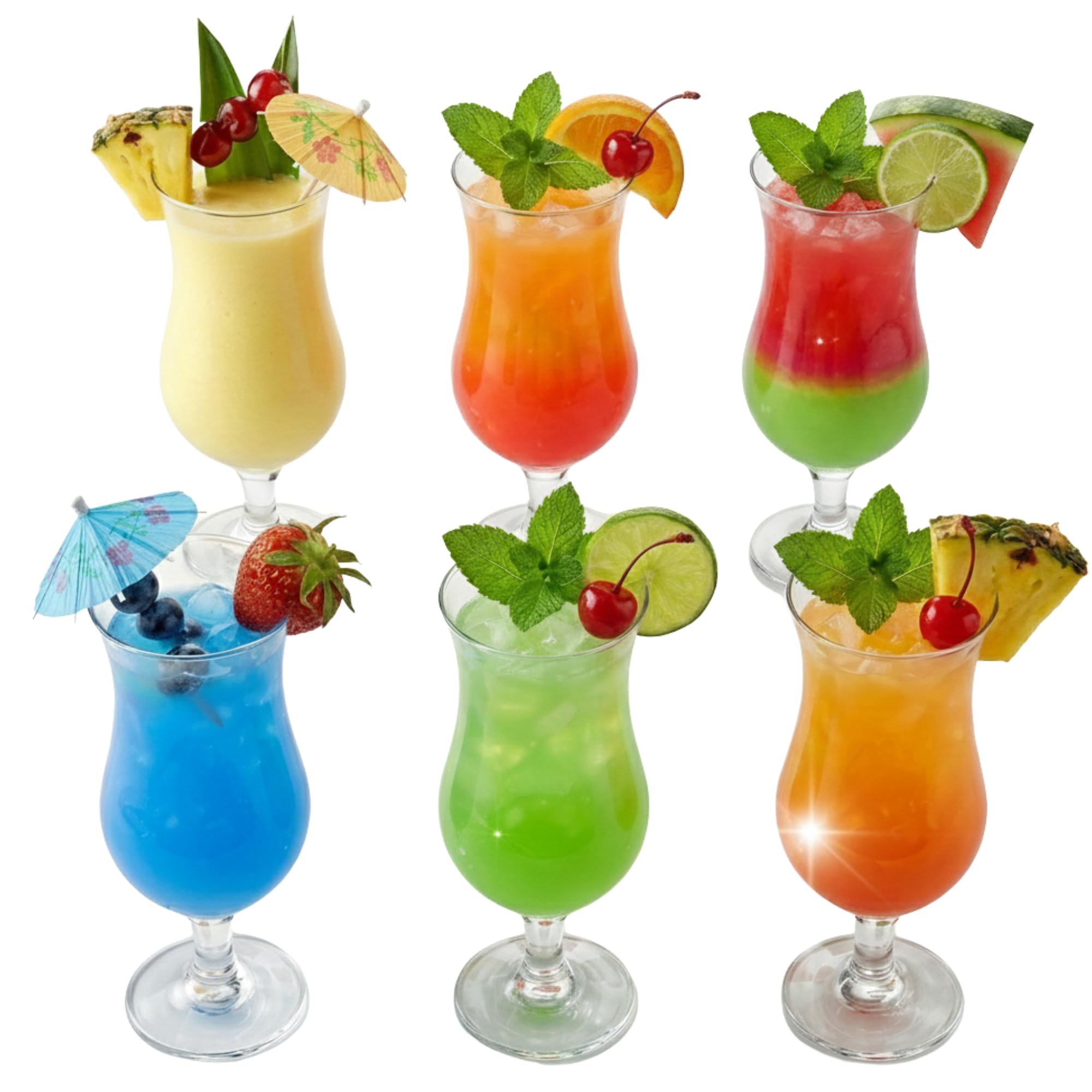 City Pina Colada Glasses 15.75oz / 450ml - Set of 6 - Gift Boxed Classic Poco Grande Hurricane Glassware