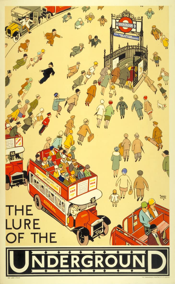 Rpw Roystone Print Works Vintage Lure Of The Underground Travel Railway Poster Wall Art Print A4 & A3 (A3)