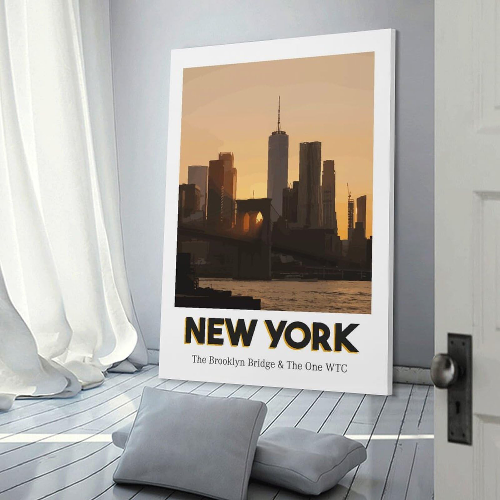 Junmoney New York Skyline Wall Decor Canvas Print 24x36inch(60x90cm), for Lounge Decor, Bedroom Walls Or Flats, Canvas Styling for A Polished Room Look