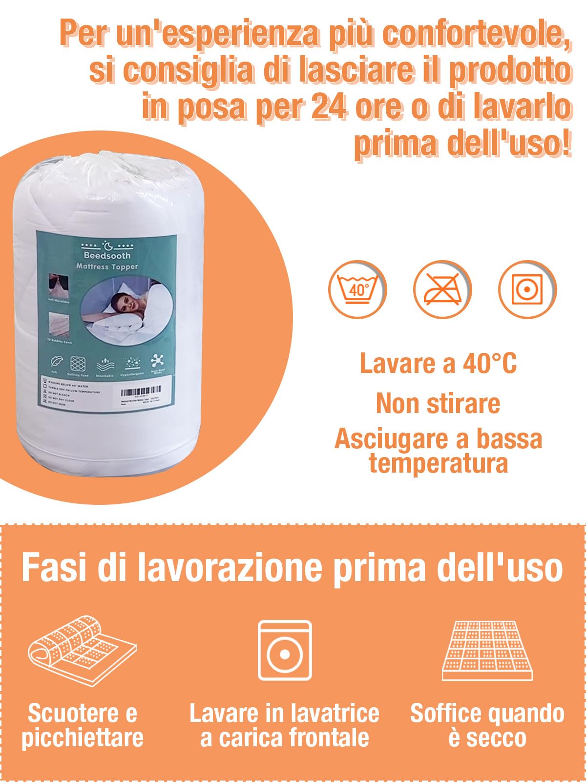 Topper Una Piazza e Mezza 120x200cm, 3D Microfibra Morbido Coprimaterasso, Antiallergico e Pieghevole Topper Piazza e Mezza, Facile da Pulire, Certificato OEKO-TEX