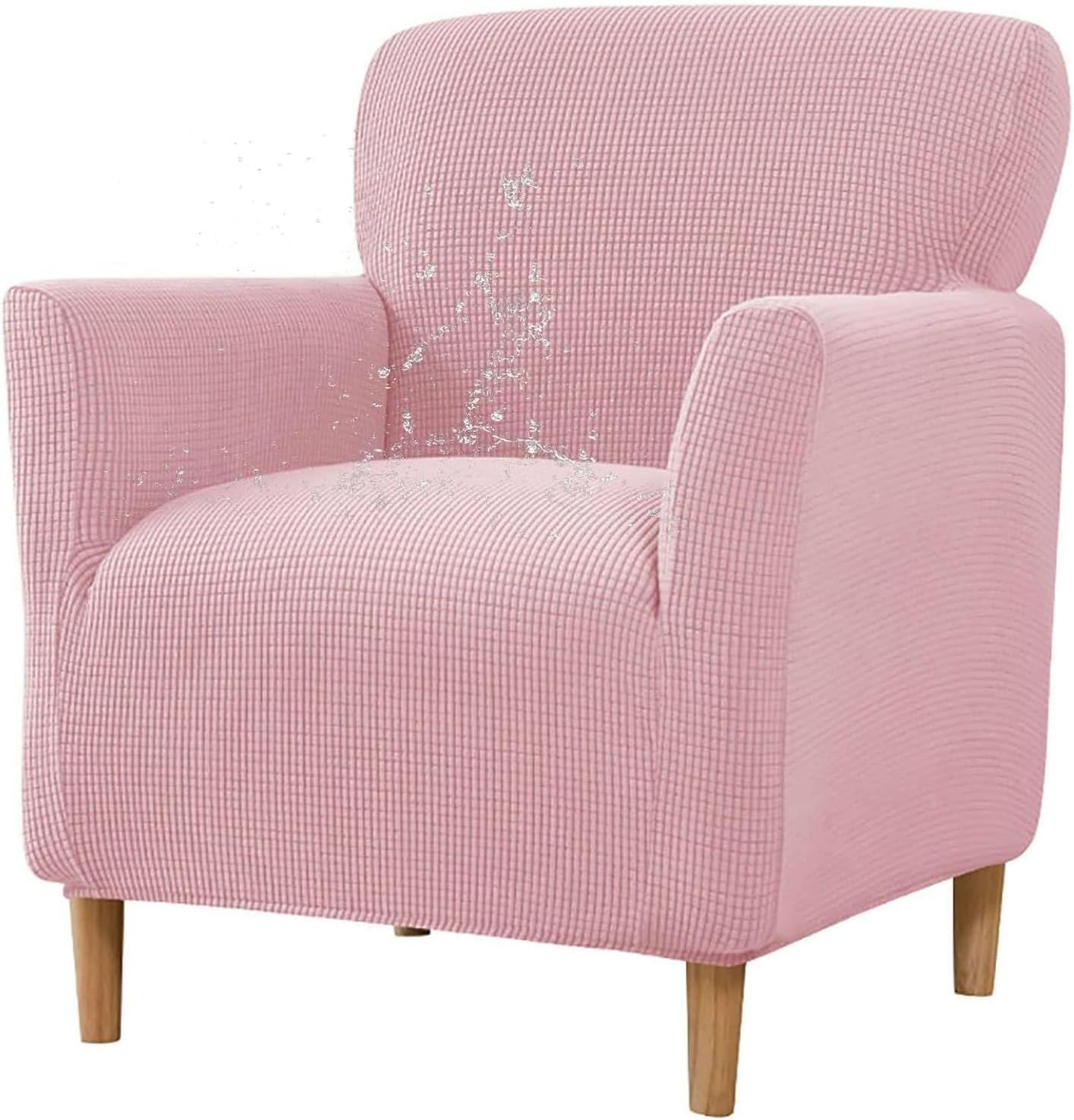 Banquet Armchair Slipcover, Waterproof Accent Chair Covers with Arms, Stretch Tub Chair Covers Furniture Protector for Living Room Office Reception (Color : Pink)