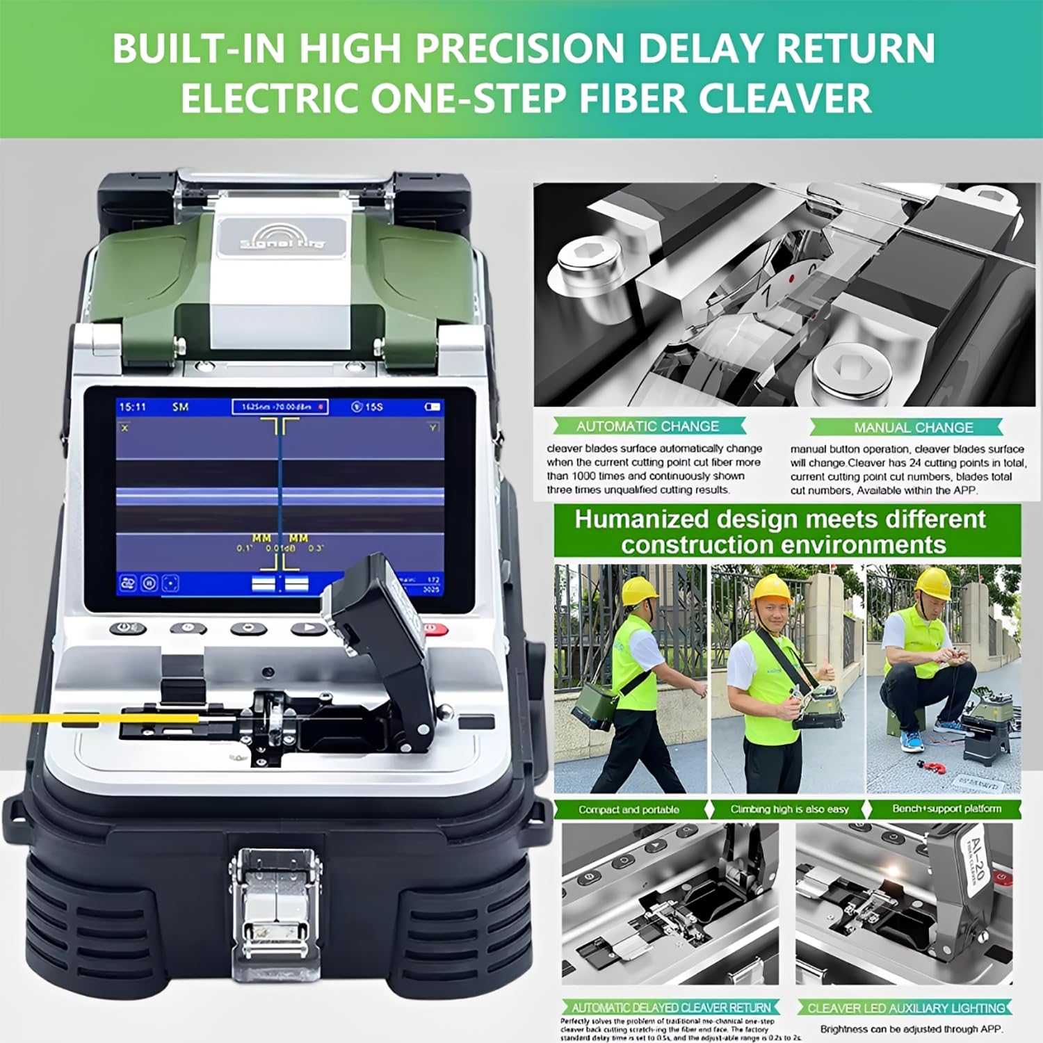 Soudeuse fibre optique FTTH fusion fibre optique machine avec coupe fibre intégré, alignement noyau 6 moteurs, soudure 6s outil pour installation et réparation fibre telecom terrain câble Al-30