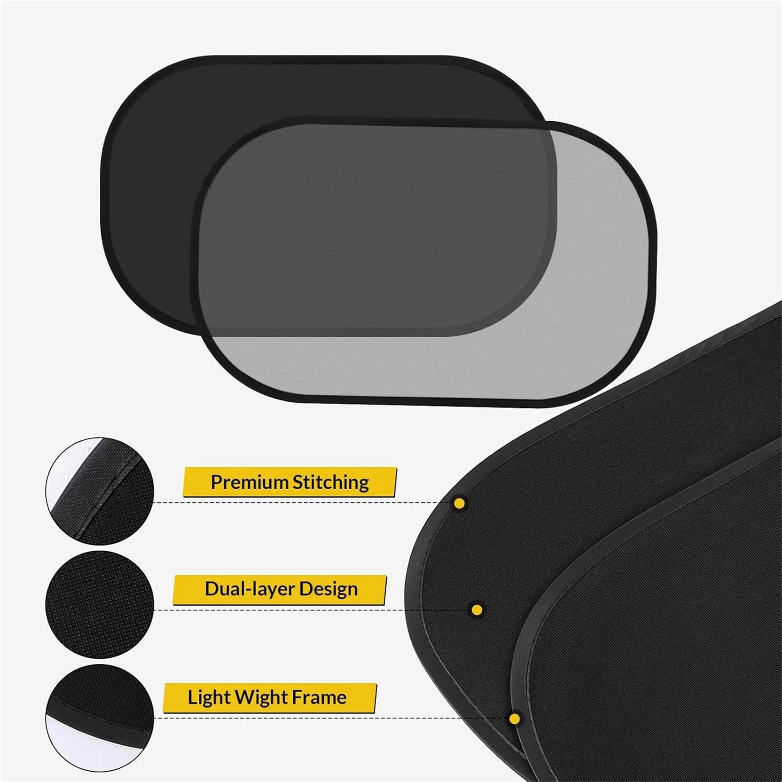 Coche Sun Shade Cortinas Parasol De 4 Capas Parasoles Autoadhesivos