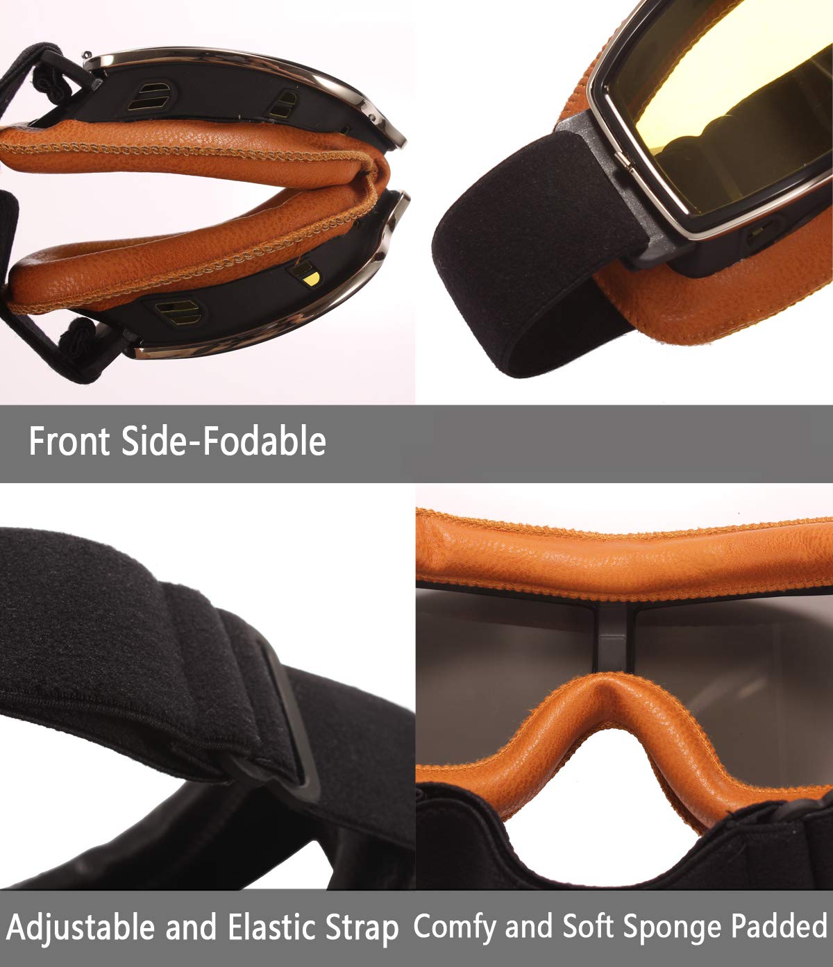 Retro Pilot Gogle Motocyklowe Kask ATV Bike Motocross Okulary Kask Okulary Ochronne (Żółte/Żółte Szkła)