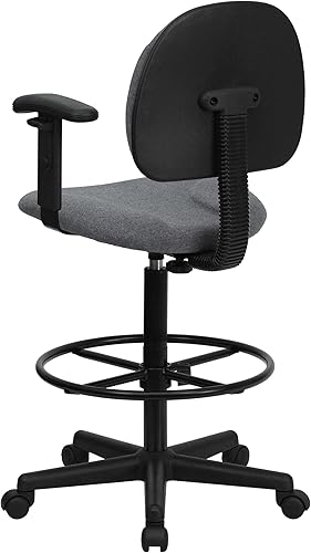 Miniatura 4 de Flash Furniture Silla de dibujo de tela gris Bruce con brazos ajustables (cilindros: 22.5''-27''H o 26''-30.5''H)
