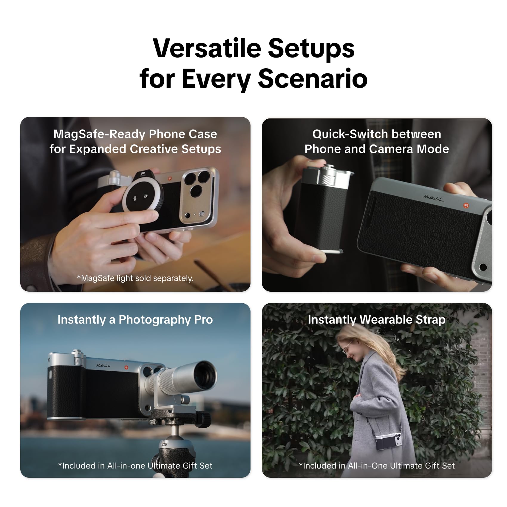 PGYTECH Teleobiettivo 2X per iPhone 17 Pro, Kit Fotografico Vintage RetroVa con Anello Adattatore e Custodia, Estensore Ottico Professionale per Riprese Cinematografiche a Lunga Distanza