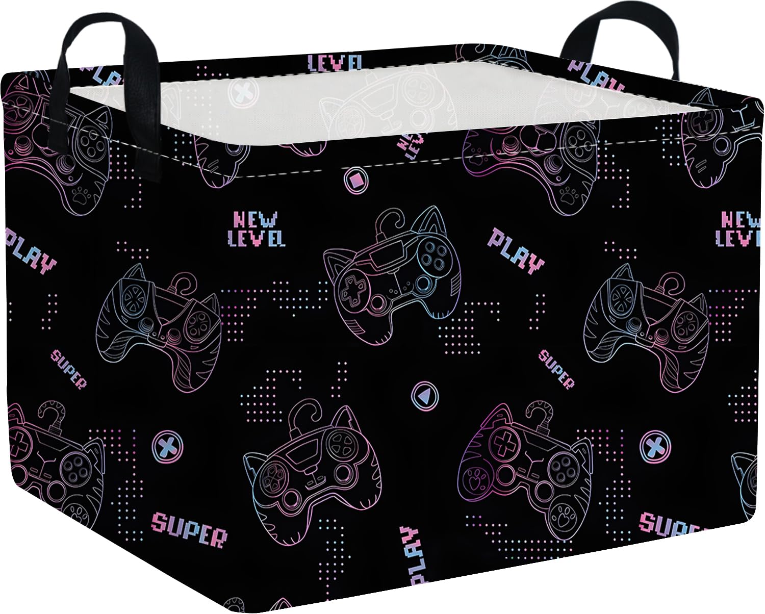 Rectangular Game Basket,Kids game storage basket,Storage Baskets with Handles,nursery game room baskets,Toy Storage Bin Organizer,Gift Bins(Cute game)