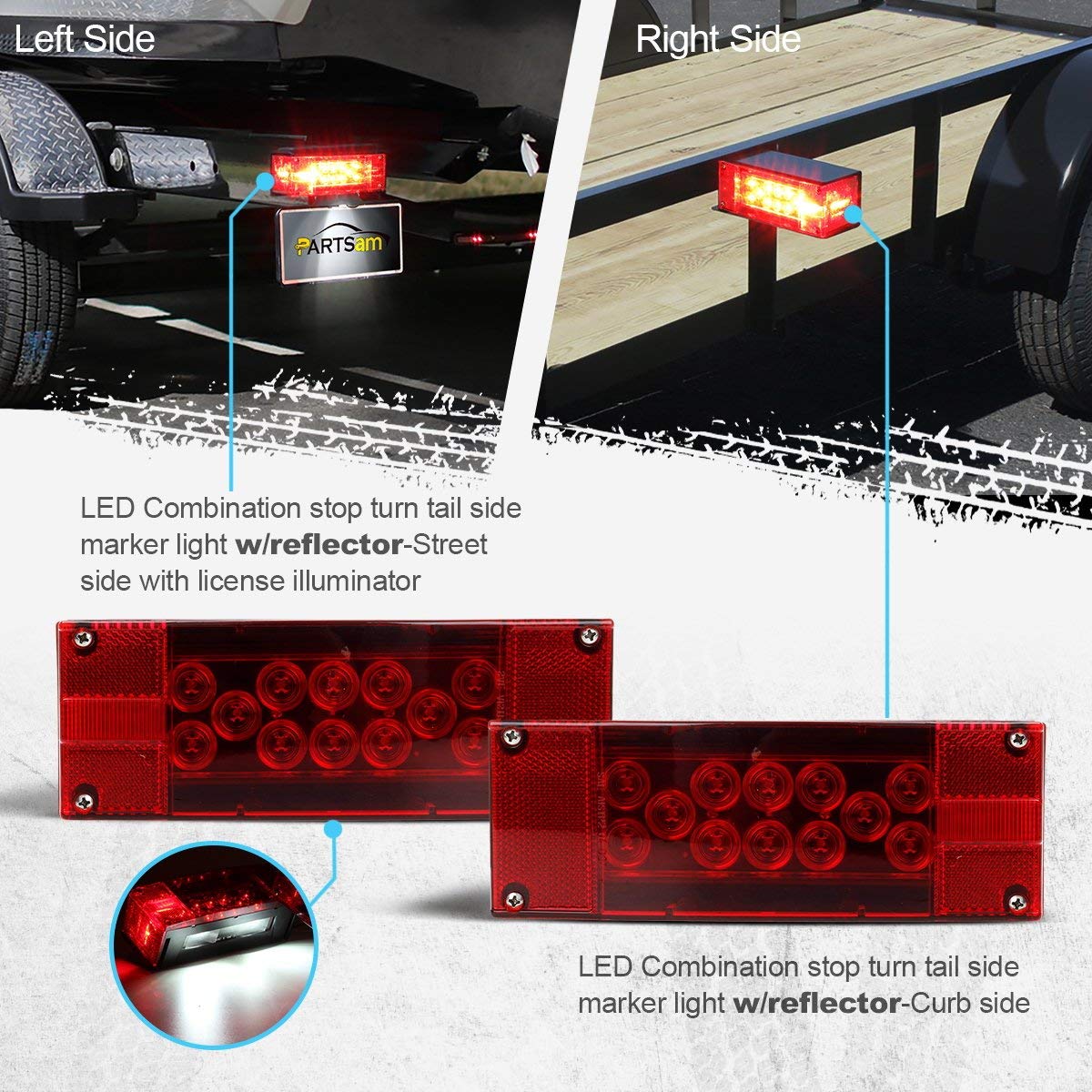 2 x 12 V prostokąt LED przyczepa tylne światło stoper kierunkowskazy światła oświetlenie tablicy rejestracyjnej
