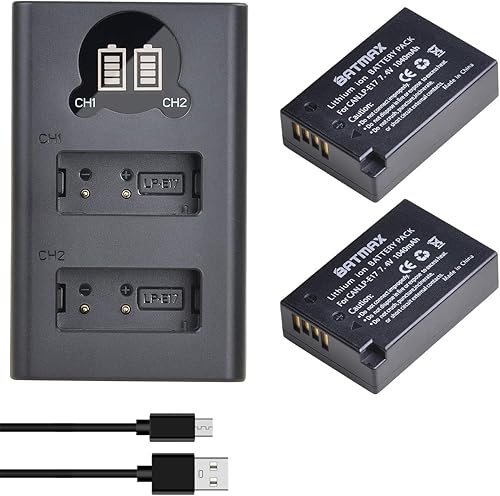 Batmax Paquete de 2 baterías LP-E17 + cargador LED para Canon EOS Rebel SL2 SL3 T6i T6s T7i, EOS M5 M3 M6, M6 mark2, 77D 200D 250D 750D 760D 800D