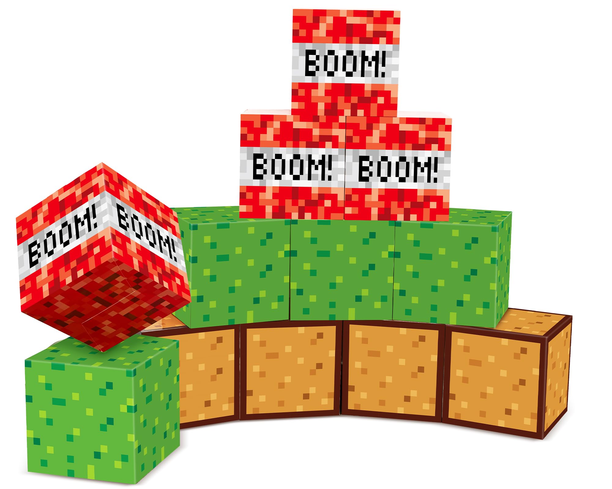 Photo 1 of 12Pieces Large Pixel Mining Party Boxes Video Game Party Decorations Pixel Mining Theme Birthday Parties Supplies Pixelated Video Gaming Centerpieces Boxes for Kid Teen Gift Birthday Parties Favor