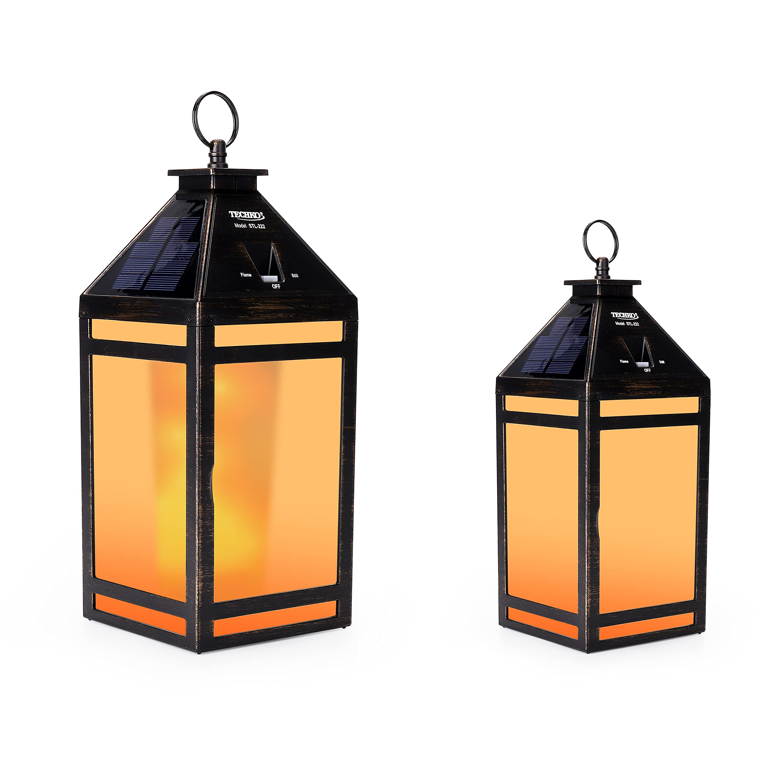TECHKOSTL-222 STL-222-1 Outdoor Solar Lantern, Flame Effect