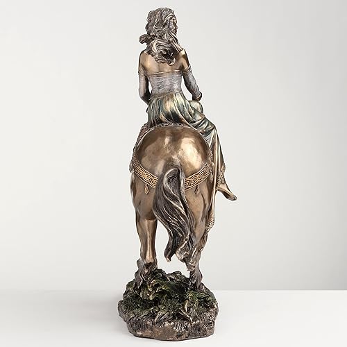 Miniatura 8 de VERONESE DESIGN 9 1/4 pulgadas Rhiannon Epona Diosa celta en caballo resina fundida en frío bronce acabado estatua