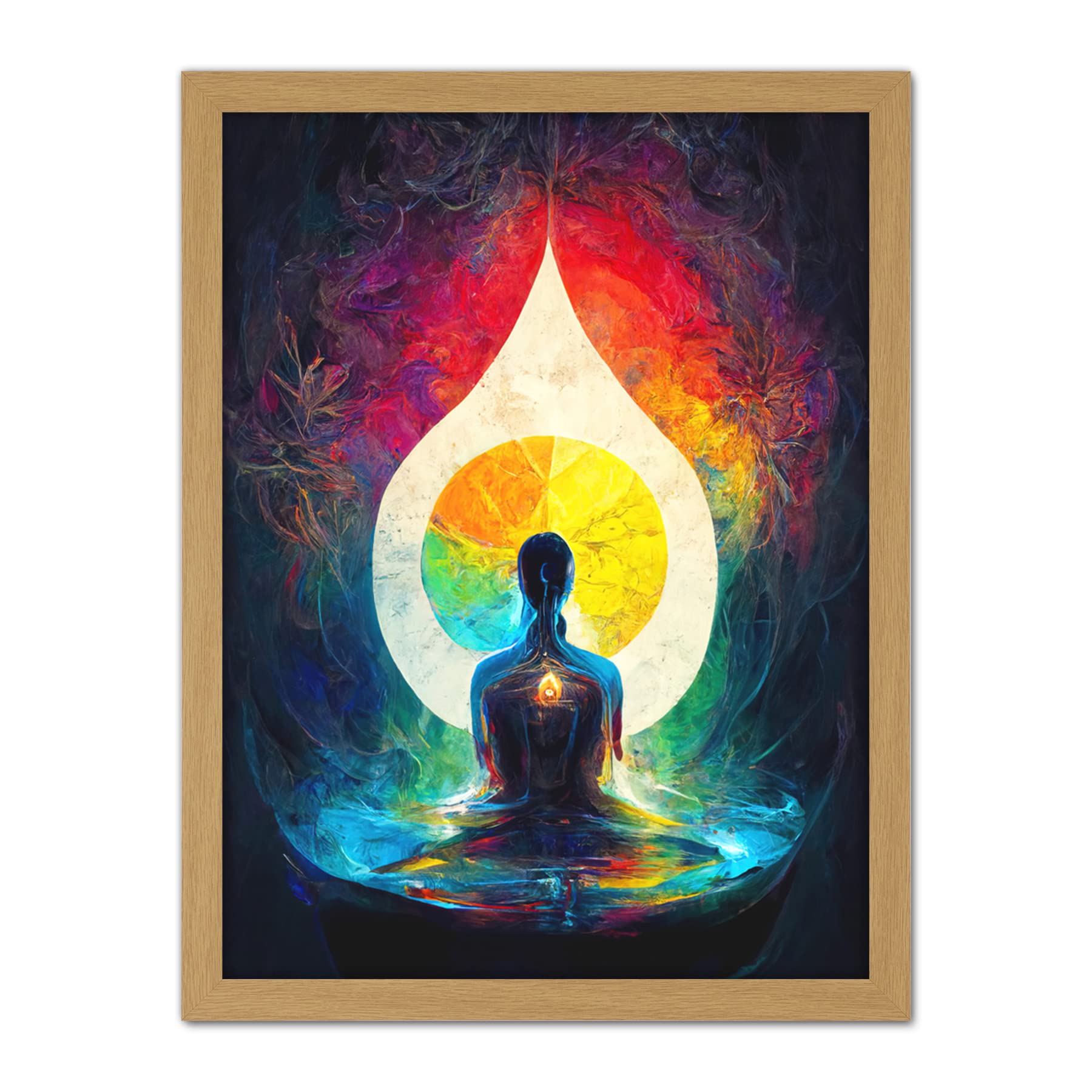 Doppelganger33 LTD 7 Chakra Meditation Energy Rainbow Relaxation Artwork Framed Wall Art Print 18X24 Inch