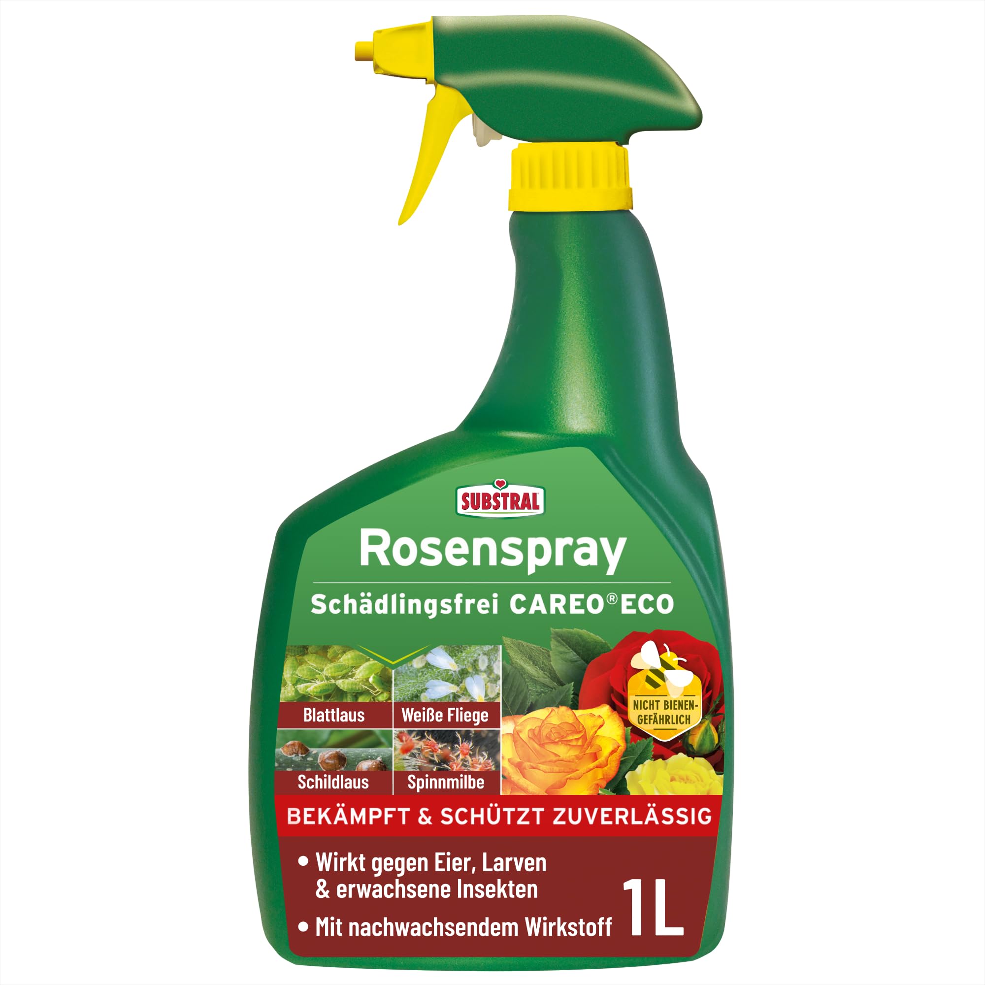 Substral Rosenspray Schädlingsfrei Careo ECO, 1 L - gegen Schildläuse, Weiße Fliege, Blattläuse, Spinnmilben