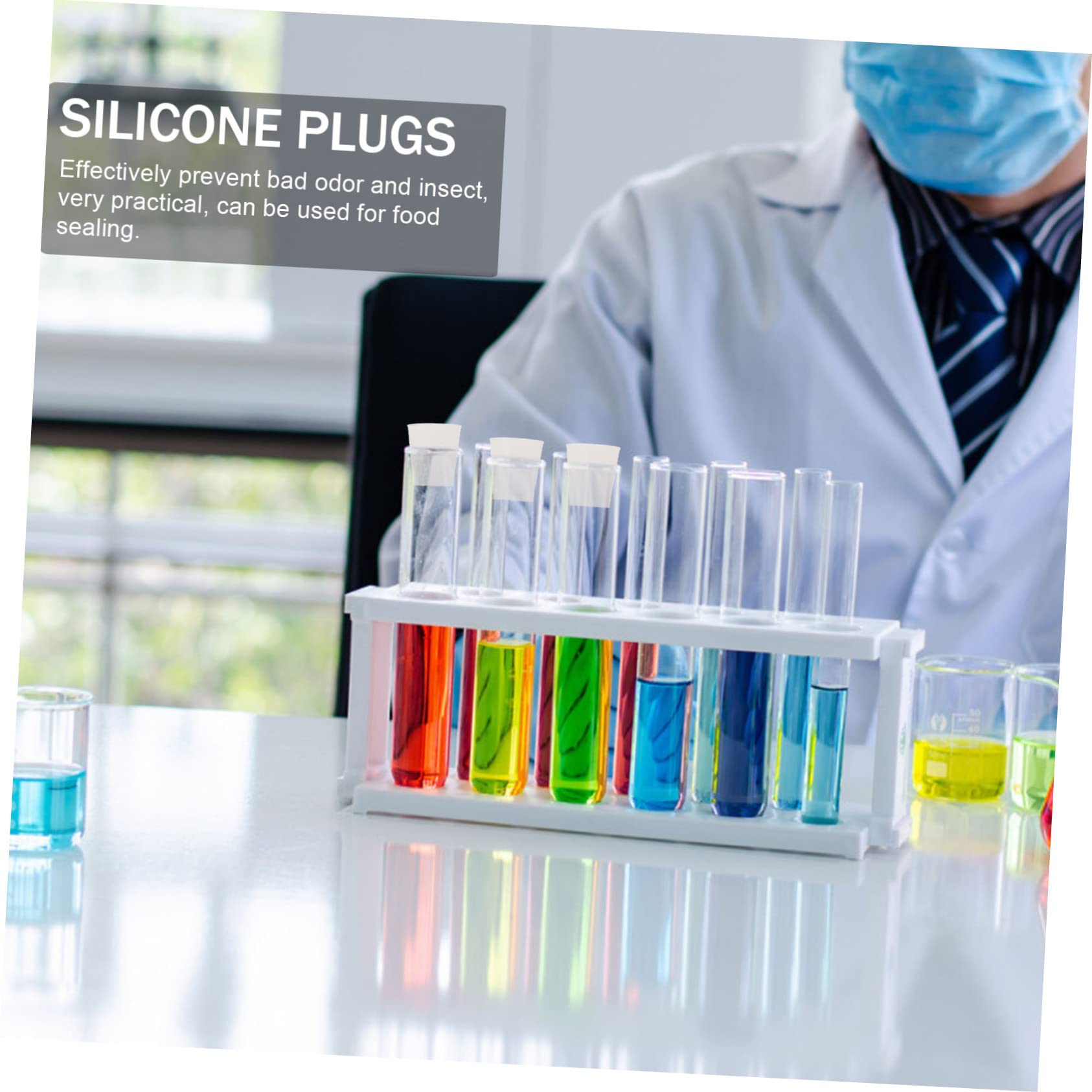 SOLUSTRE Small Lightweight Test Tube Sealing Plugs 5pcs Food Grade Silicone Caps