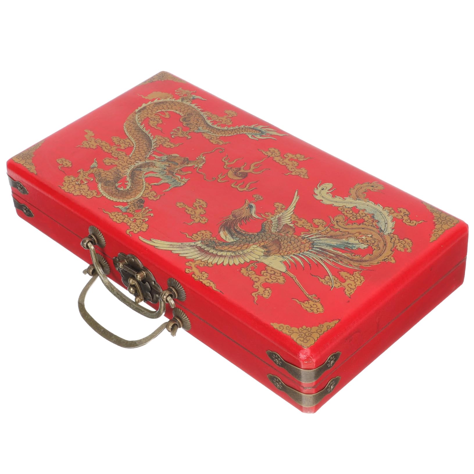 Boîte étui de mahjong rétro Majong contenants récipient avec couvercle mah-jong organisation maison organisation familiale de mahjong conteneur de mahjong en bois