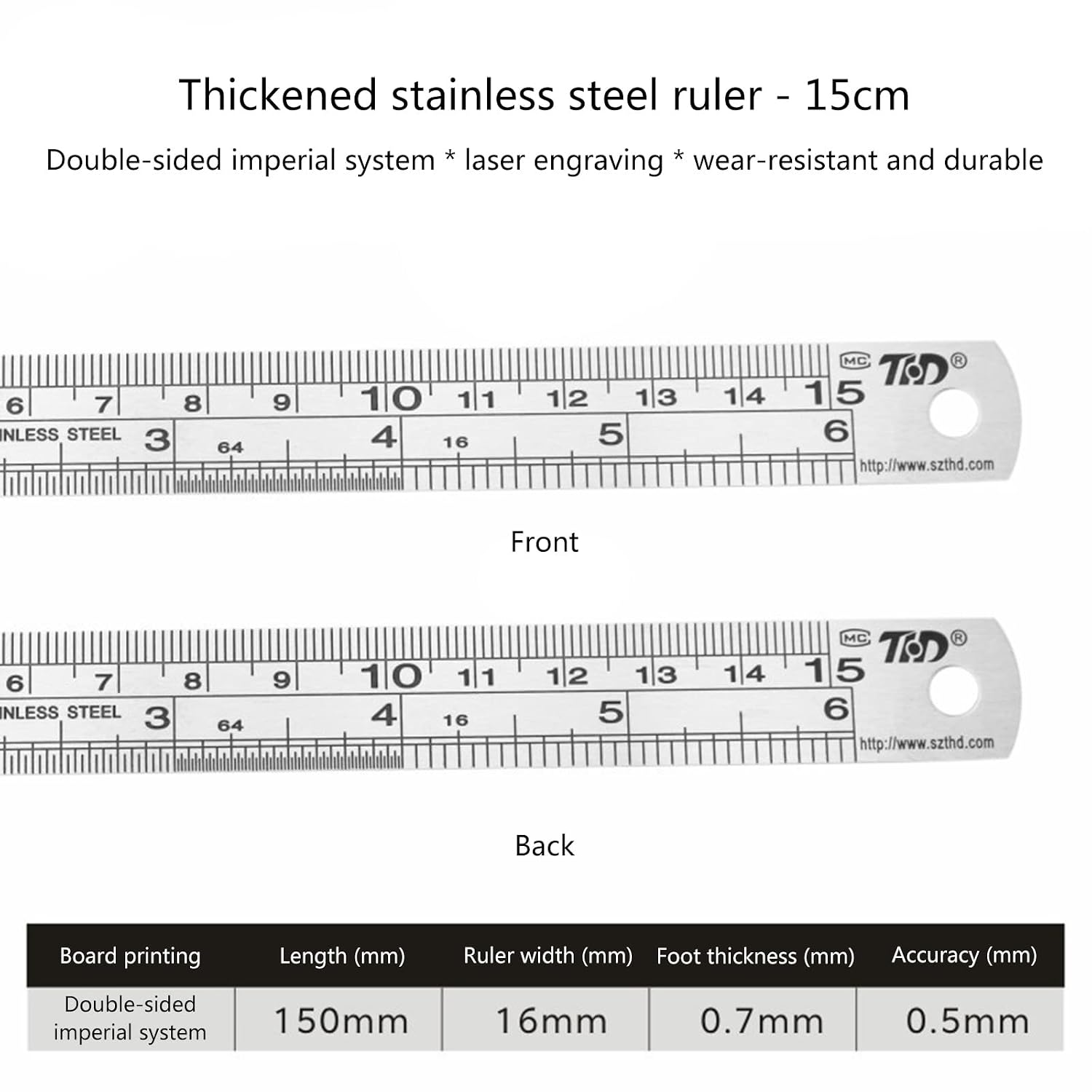 Stainless Steel Ruler Rule Measuring Measure Straight Edge Double Side Drawing Tool School Stationery Supply Metal with Cork Backing Metal
