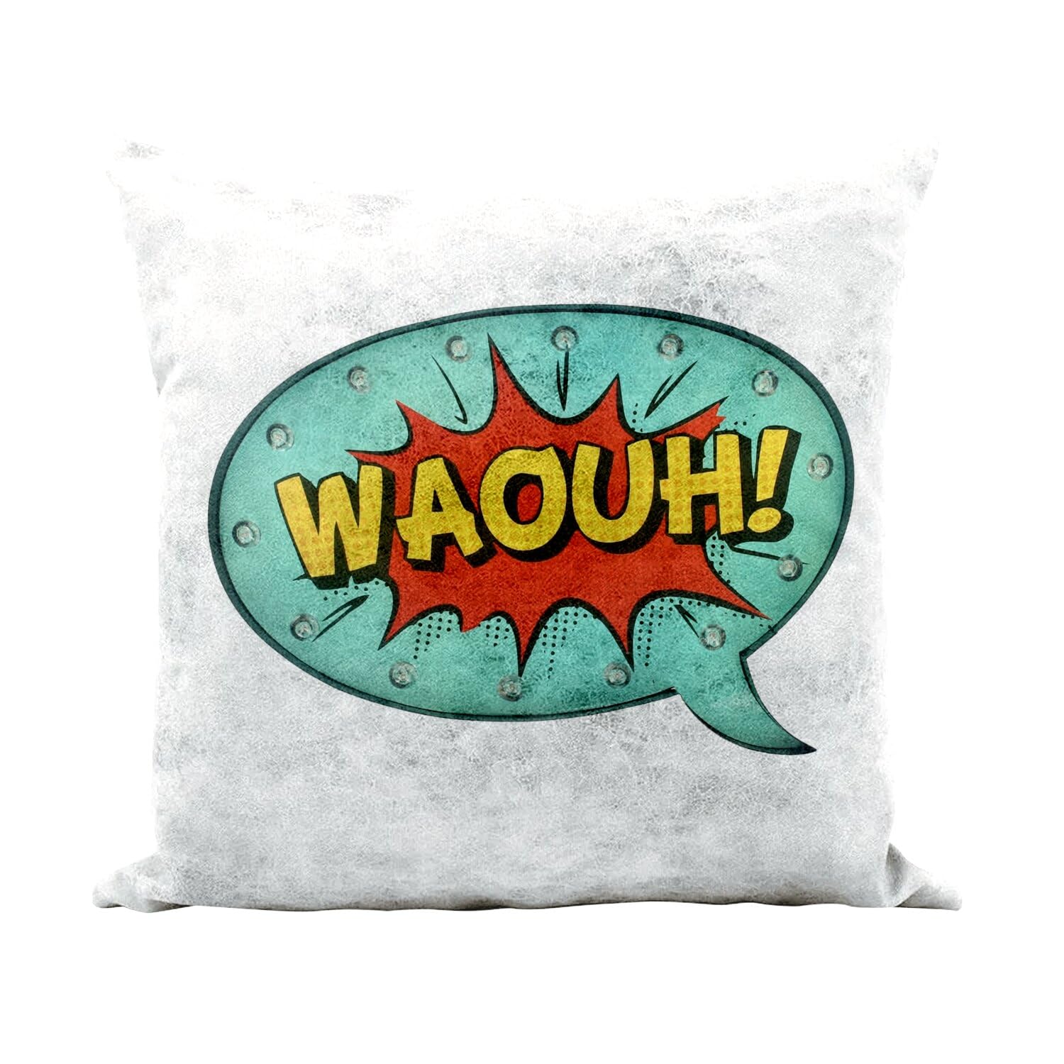Coussin similicuir blanc anti taches pour deco de salon