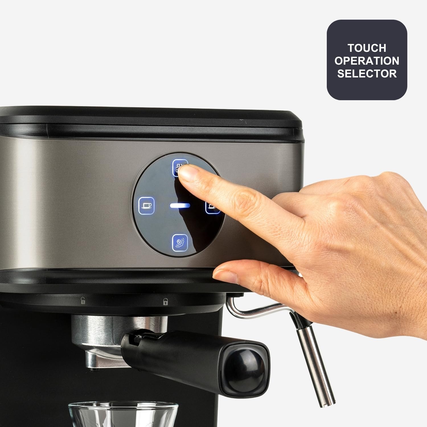 BLACK DECKER BXCO850E Espressomachine, 850 W, 20 Bar, 2 Kopjes Stoomfunctie Automatische Uitschakeling Programmeerbare Hoeveelheid Extra Cremesysteem Tank 15 L Anti Vingerafdruk