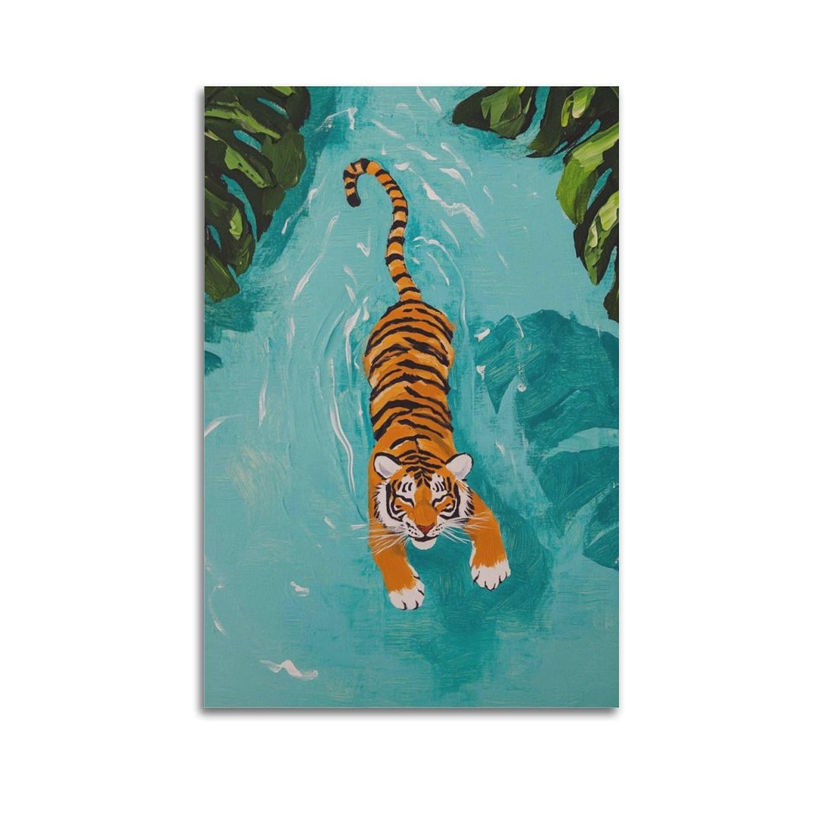 Lvalogy Abstract Tiger Jungle Animal Art Poster