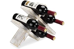 MyGift 4-Bottle Countertop Wine Storage Rack - Whitewashed Rustic Wood