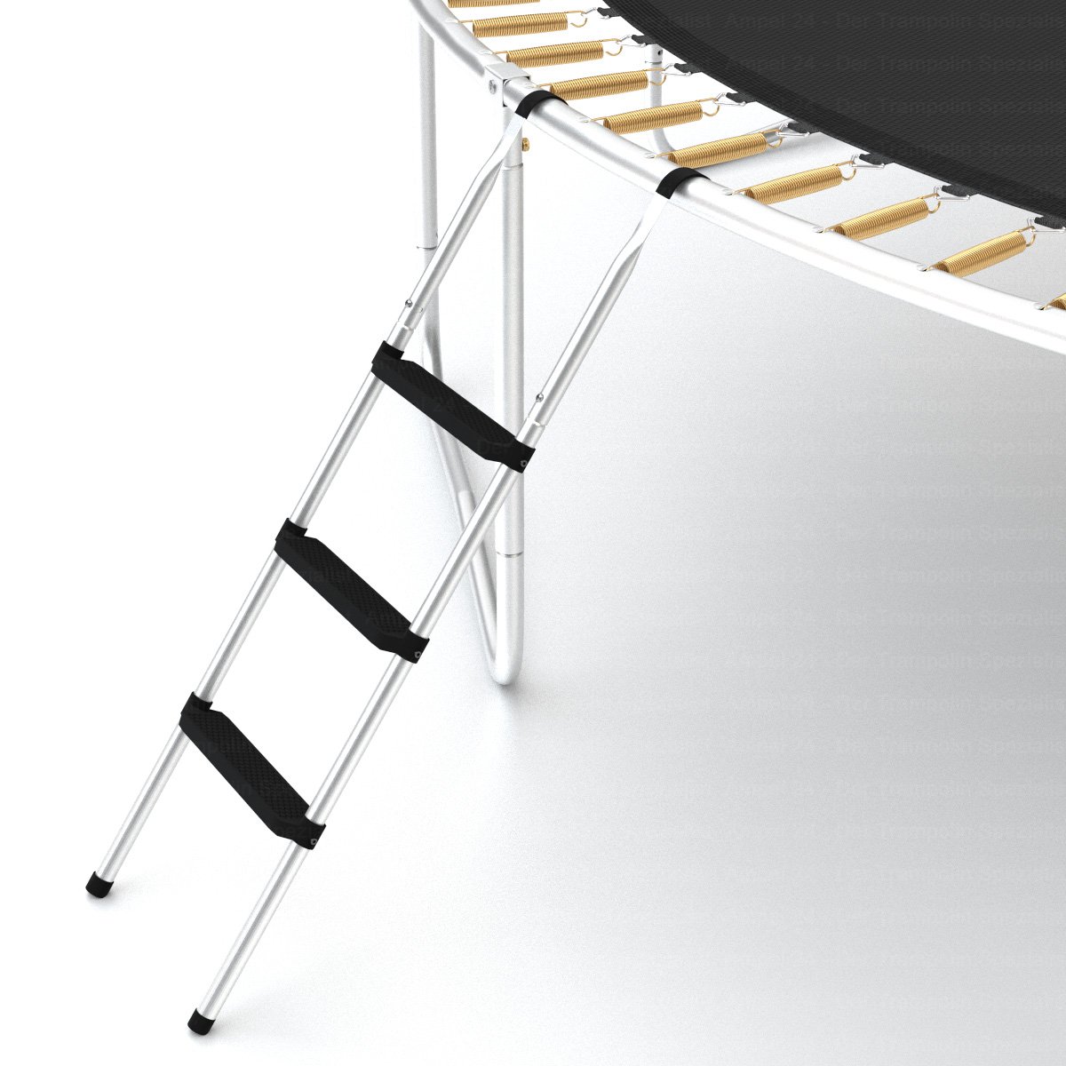 Ampel 24 Trampolin Leiter, 110 cm lang, Silber | Treppe mit 3 Breiten Stufen, praktischer Einstieg für große Gartentrampoline
