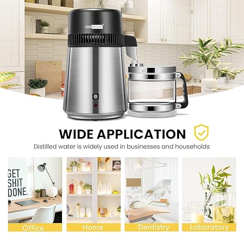 Miniatura 7 de VIVOHOME Encimera de destilador de agua de 1.1 galones4L 304 de acero inoxidable destilada con filtro purificador de interruptor inteligente para