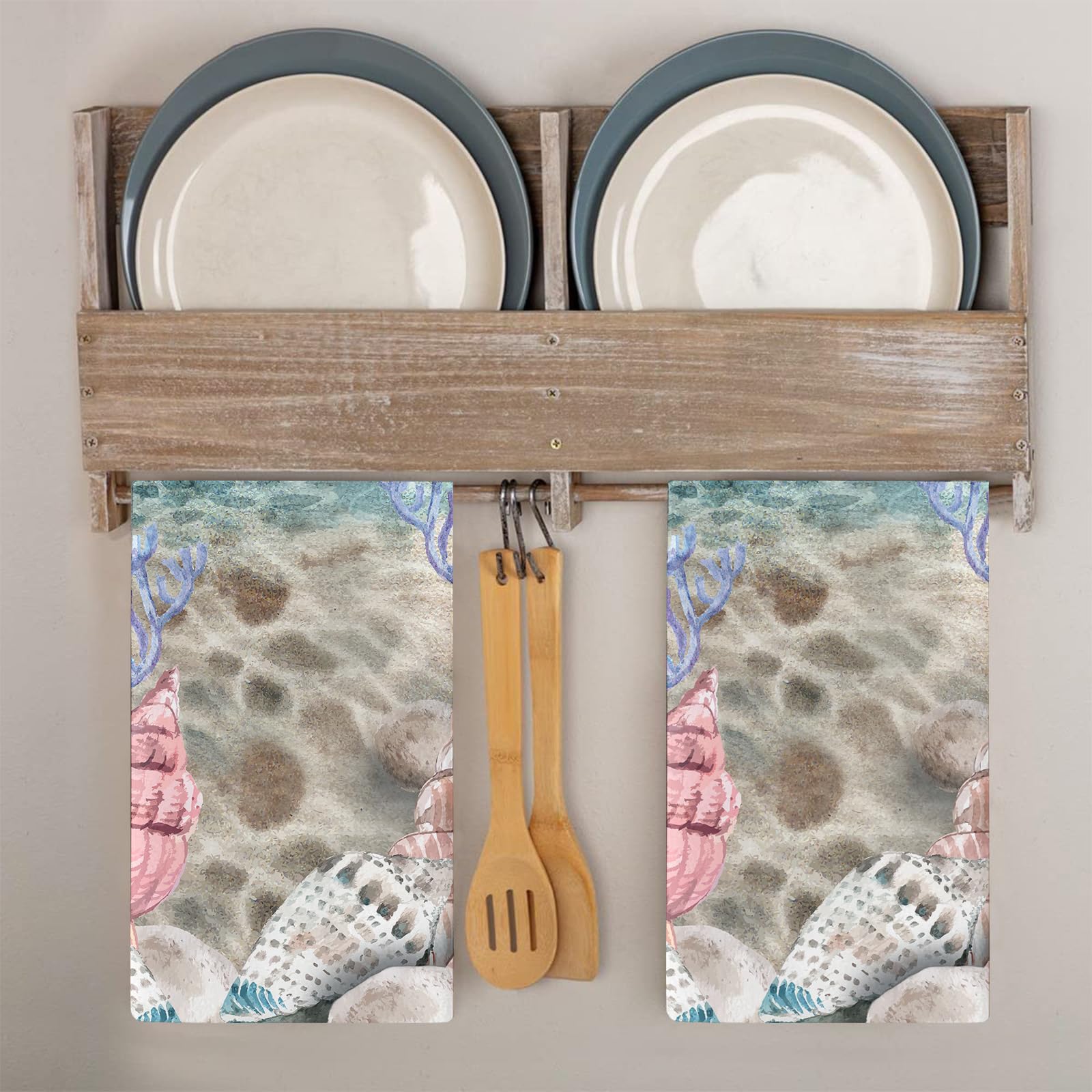 Trapos Cocina Carcasa Rosa Grisáceo Paños de Cocina Microfibra Paños Cocina Suaves Lavable Toallas Reutilizables Absorbentes Baño Pañuelo de Mano Trapos de Cocina 2 Piezas (44x74 cm)