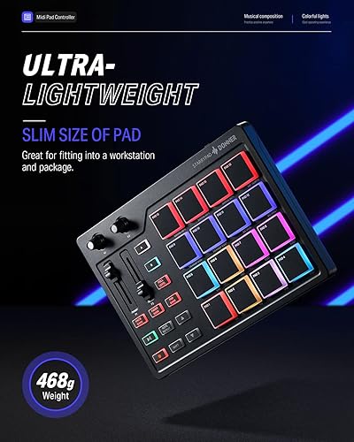 Miniatura 4 de Donner MIDI Pad Beat Maker con 16 almohadillas de ritmo 2 atenuadores asignables y perillas y software de producción de música incluido controlador