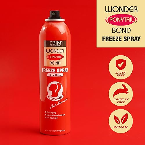 Miniatura 3 de EBIN NEW YORK Wonder Tail Bond Freeze Spray de fijación firme, cabello mediano de 8 onzas, sujeción de larga duración, control de encrespamiento 24