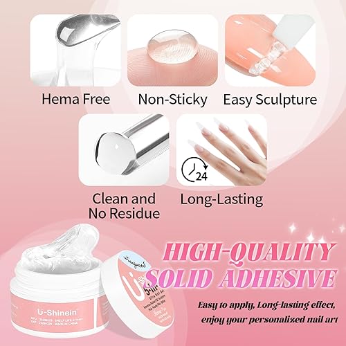 Miniatura 3 de Gel de uñas sólido constructor 5 en 1 transparente no pegajoso extensión 3D Escultura Gel de uñas para modelado de tallado de arte, constructor y