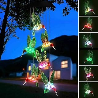 Hummingbird Solar Light, Epicgadget Solar Bird Wind Chime Color Changing Outdoor Solar Garden Decorative Lights for Walkway Pathway Backyard Christmas Decoration Parties (Green Wing Hummingbird)
