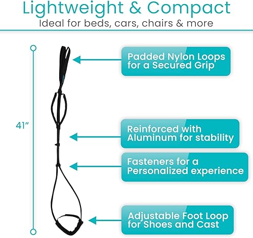 Miniatura 5 de Vive Correa de levantamiento de piernas multiusos Proflex - Correa de elevación de piernas - Ayuda de levantamiento de piernas con correa de nailon
