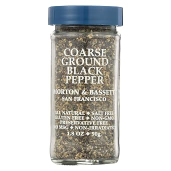Morton & Bassett Coarse Ground Black Pepper, 2.1 oz Non-GMO, Salt-Free, Bold and Robust for Grinders, Roasts & Seasoning
