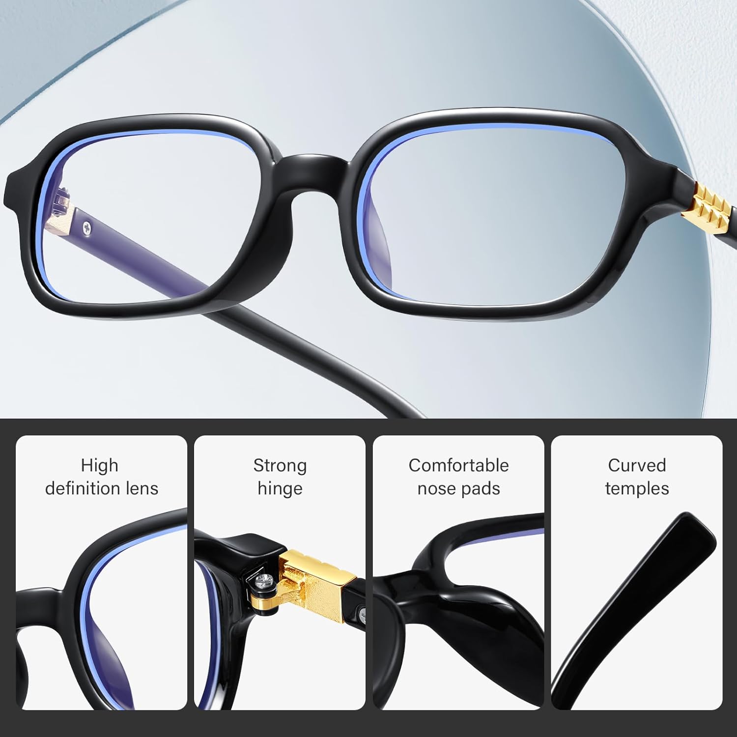 Retro Rectangle Glasses for Women Small Square Blue Light Blocking Glasses Reduce Eye Strain - Image 5