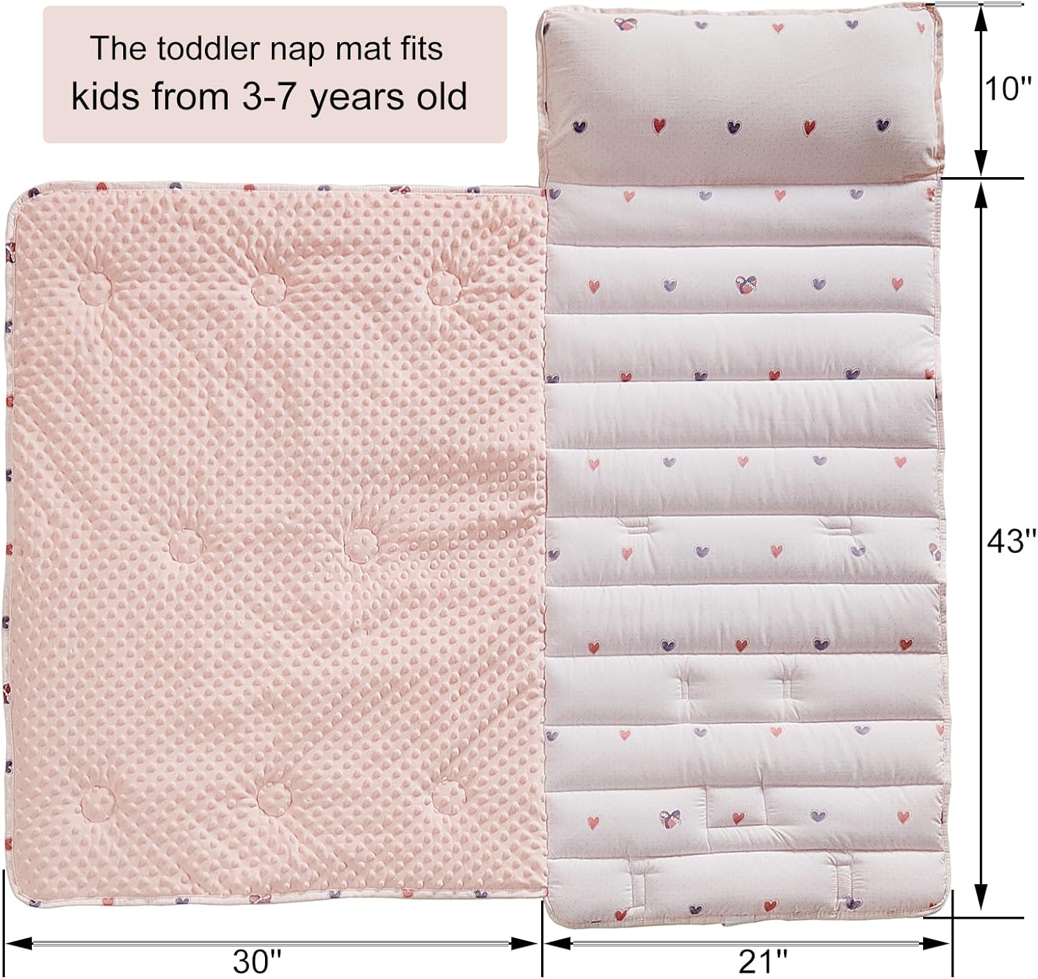 Toddler Nap Mat with Pillow and Blanket,Extra Large Roll Up Kids Sleeping Mat,Soft Slumber Bags for Girls,Perfect for Daycare,Preschool Travel Camping