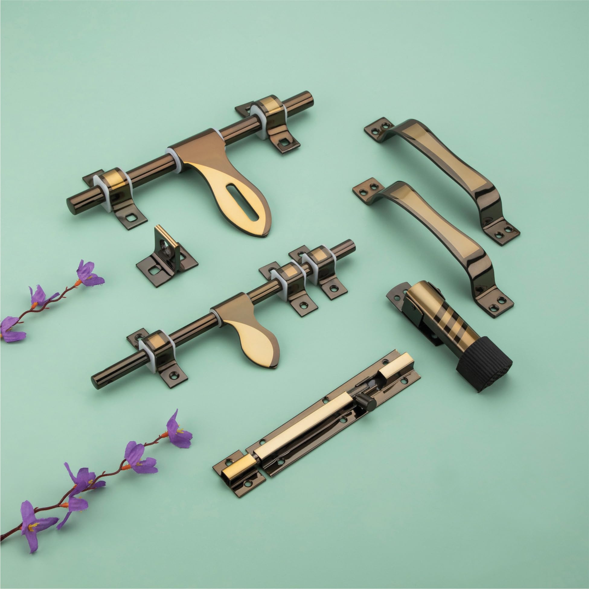 COMPASS Paan Stainless Steel Heavy Single Door Fitting Accessories Full Set/Kit (1 Aldrop, 1 Latch, 2 Handles, 1 Tower Bolt and 1 Door Stopper | 10" | Vintage Finish (B0CTY4YM5Q) Amazon Price History, Amazon Price Tracker