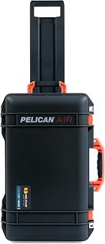 Black Pelican Air 1535 Carry-on Case - with Pick & Pluck Foam - Orange Handles & Latches.