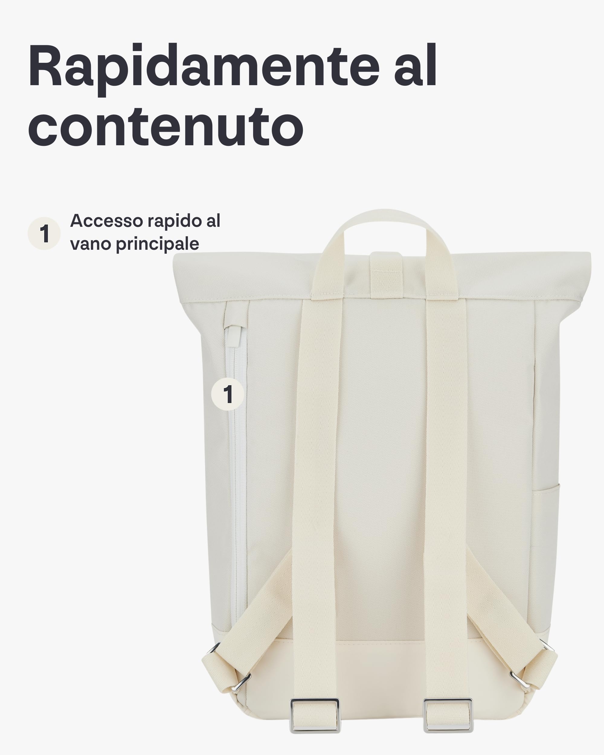 Johnny Urban Zaino Donna e Uomo Bianco - Robin Small - Zainetto Rolltop per Lavoro Viaggio Università -Scomparto per Laptop 12 Pollici - Sacca Casual per Ufficio e Lavoro - Idrorepellente