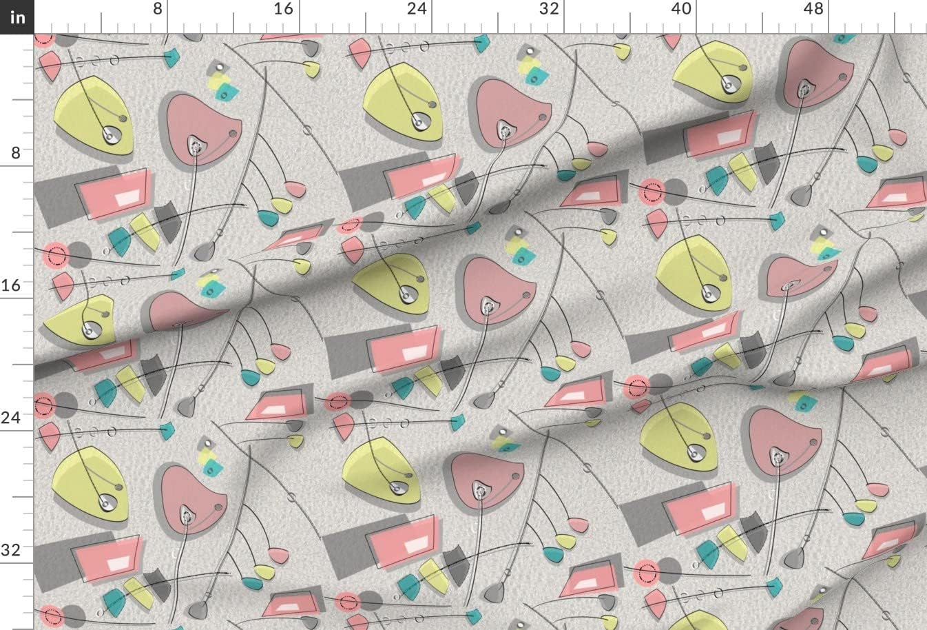 Spoonflower Fabric - Mid Century Modern Pastel Colors Atomic Era Inspired Retro Vintage Printed on Upholstery Velvet Fabric Fat Quarter - Upholstery Home Decor Bottomweight Apparel