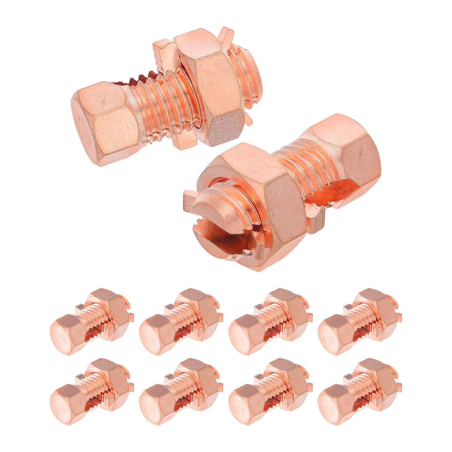10pcs Split Bolt Connector - TJ-10 Copper Ground Wire Connector - High Strength Grounding Clamps for Ground Wire Coupling and Splicing Applications