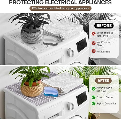Miniatura 4 de Fundas para lavadora y secadora para la parte superior, 27 x 27 pulgadas, alfombrilla protectora para lavadora y secadora, alfombrilla protectora de