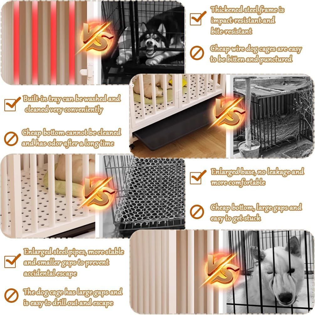 45" Table Dog Crate，Tv Stand Dog Crates for Large Dogs Crate Furniture with Pull-Out Tray,Heavy Duty Kennel Indoor Cage for Large Dogs,and Chew-Proof Cage