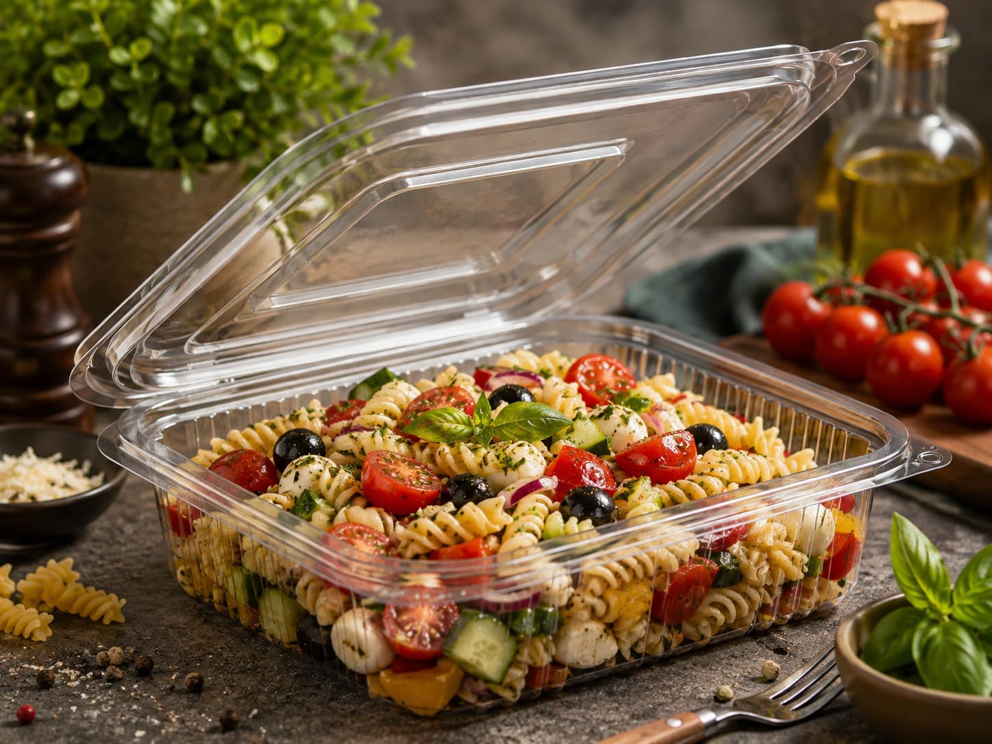 HOT BARGAINS 100 x 1000ml Reusable Clear Food Containers with Hinged Lid | Takeaway Containers, Re-usable, Freezer Safe, Stackable for Brownies, Cake Slices & Dessert Portions (100, 1000, Milliliters)
