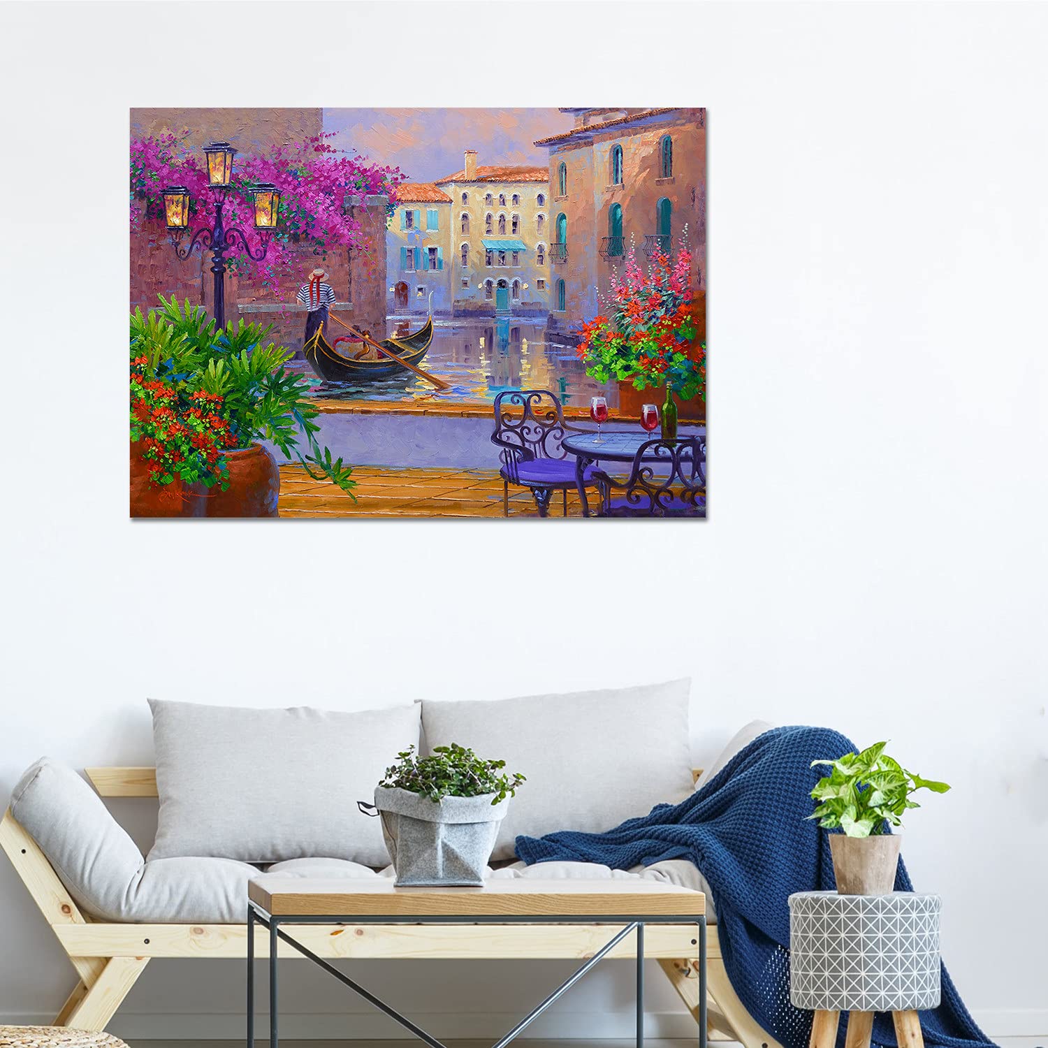 Gemälde 'Romantische Reflexionen In Venedig' Von Mikki Senkarik - Druck Auf Acrylglas 70x50 Cm, Fertig Zum Aufhängen