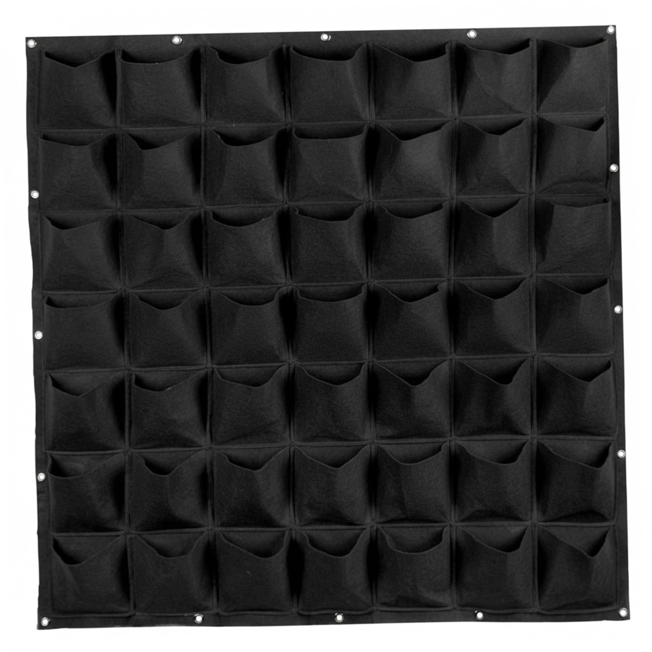 Pared vertical de jardin para balcones y terrazas con 49 bolsillos negros